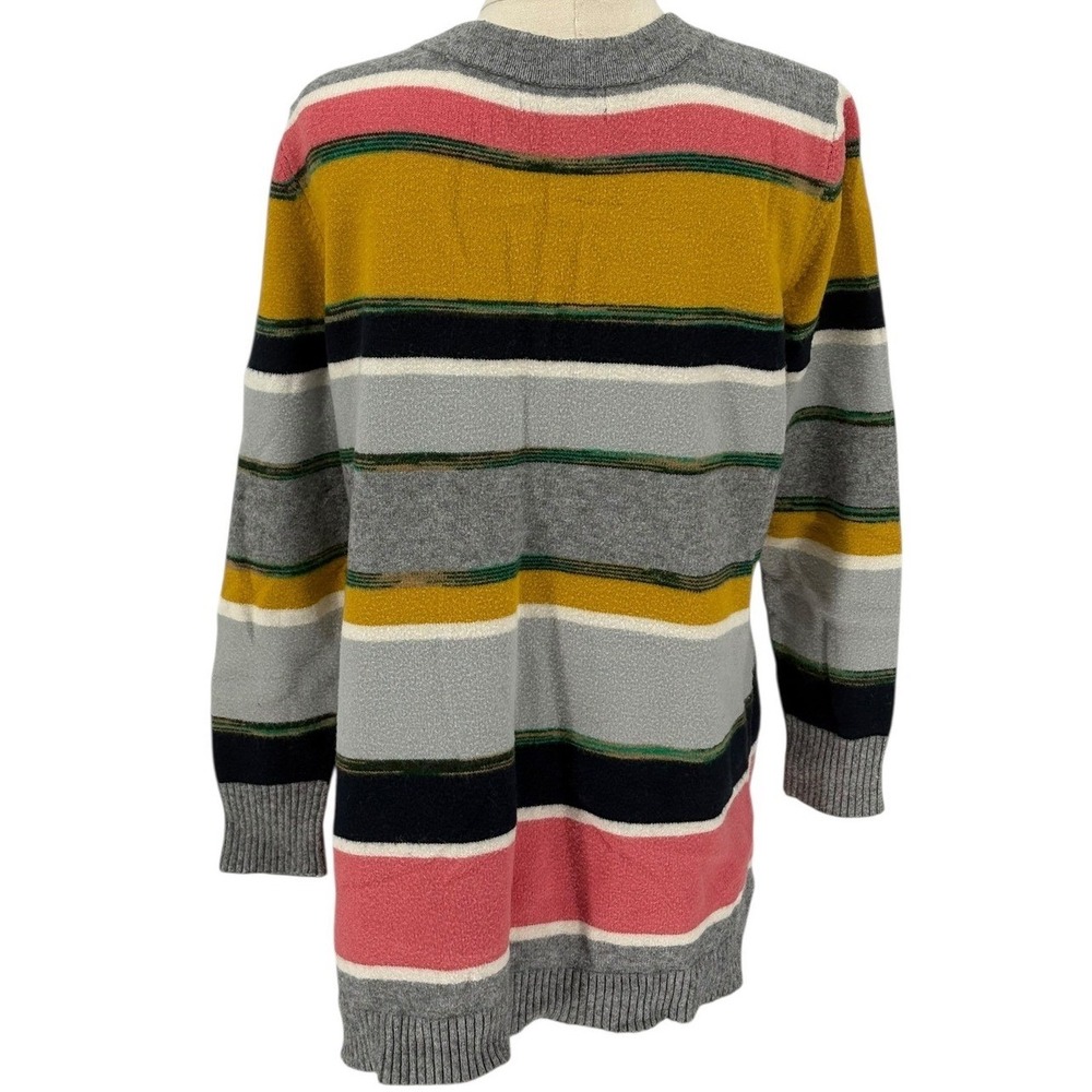Anthropologie Striped Button Front V Neck Sweater Size L - Picture 2 of 5